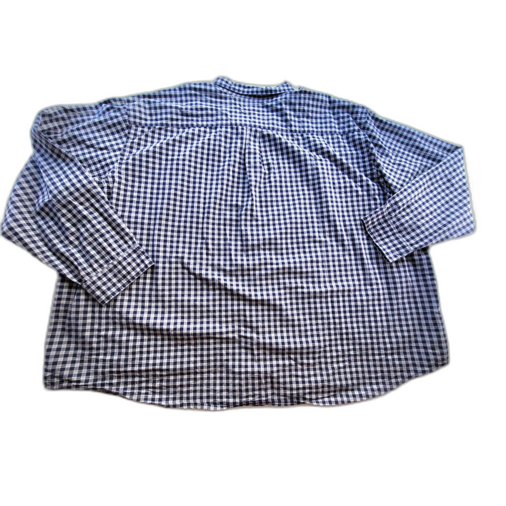 Foundry Men's 5XL Blue White Gingham Plaid Short Sleeve Button Down Shirt - Picture 2 of 6